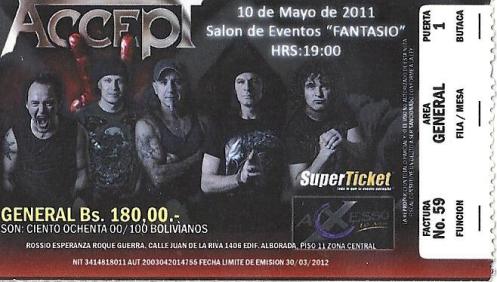Accept - La Paz, Bolivia (May 2011)