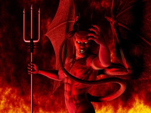 An artist's depiction of Satan (from leftbehind.wikia.com).  Not really what I'm trying to convey here ...